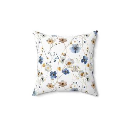 Boho Blue and Yellow Floral - Indoor Throw Pillow