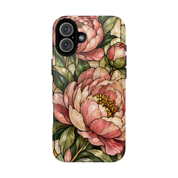 Glossy or Matte Stained Glass Peony MagSafe iPhone Case