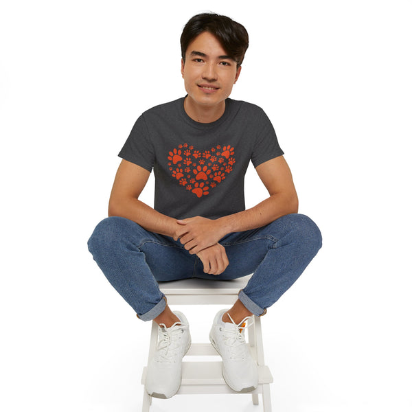 Heart Paw Print Unisex Ultra Cotton Tee - Perfect for Pet Lovers