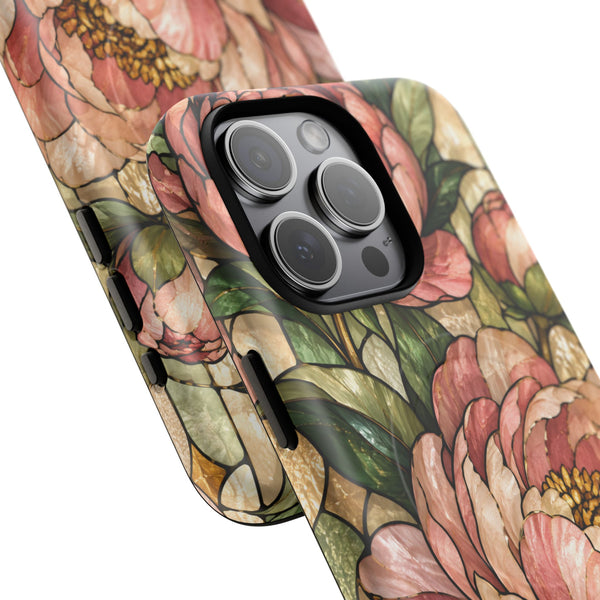 Glossy or Matte Stained Glass Peony MagSafe iPhone Case