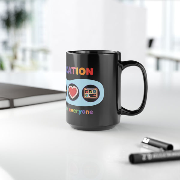 Neurodiversity Communication Mug - 11oz Black Ceramic - Inclusive AAC & ASL Art