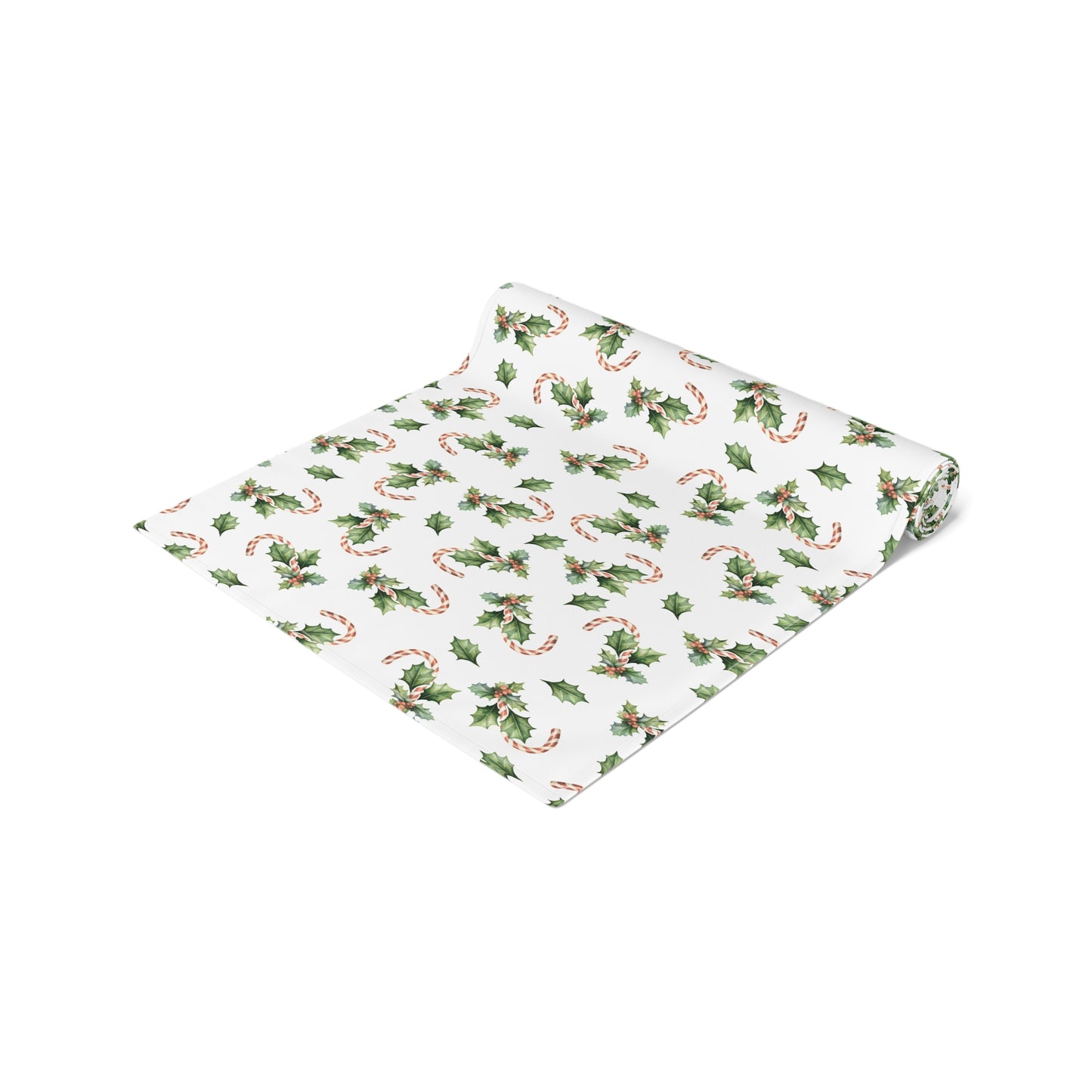 Christmas Table Runner Featuring Holly & Candy Canes