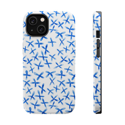 Blue Floral MagSafe iPhone Case — Magnetic Impact-Resistant