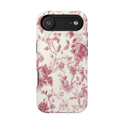 Pink Floral Toile de Jouy MagSafe iPhone Case