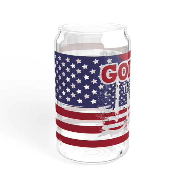 God Bless the USA 16oz Glass Cup