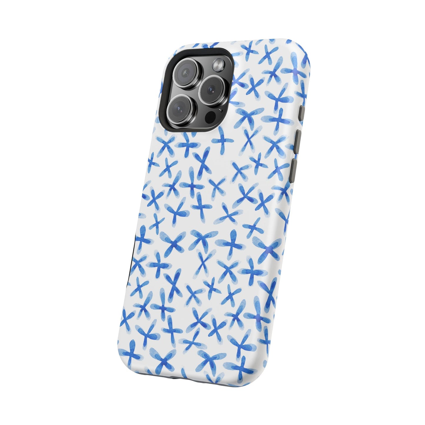 Blue Floral MagSafe iPhone Case — Magnetic Impact-Resistant