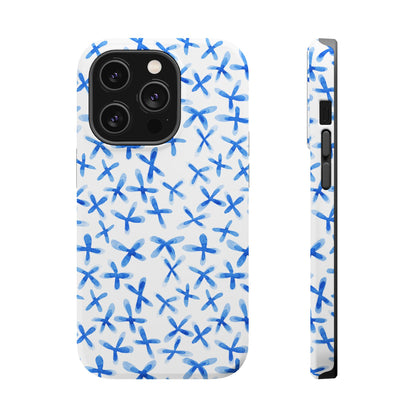 Blue Floral MagSafe iPhone Case — Magnetic Impact-Resistant