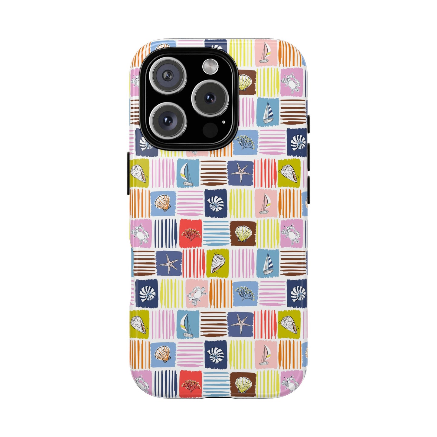 Colorful Seashells Sailboats and Starfish Summer Themed Phone Case