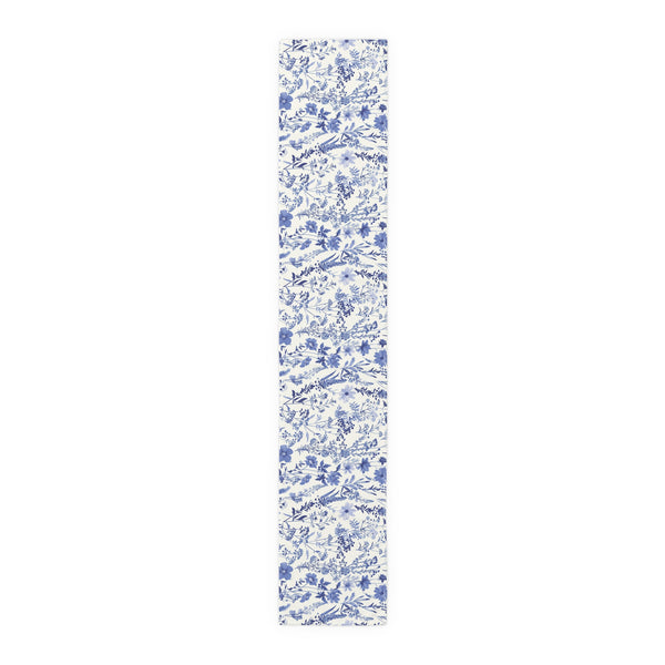 Blue Floral Toile Table Runner