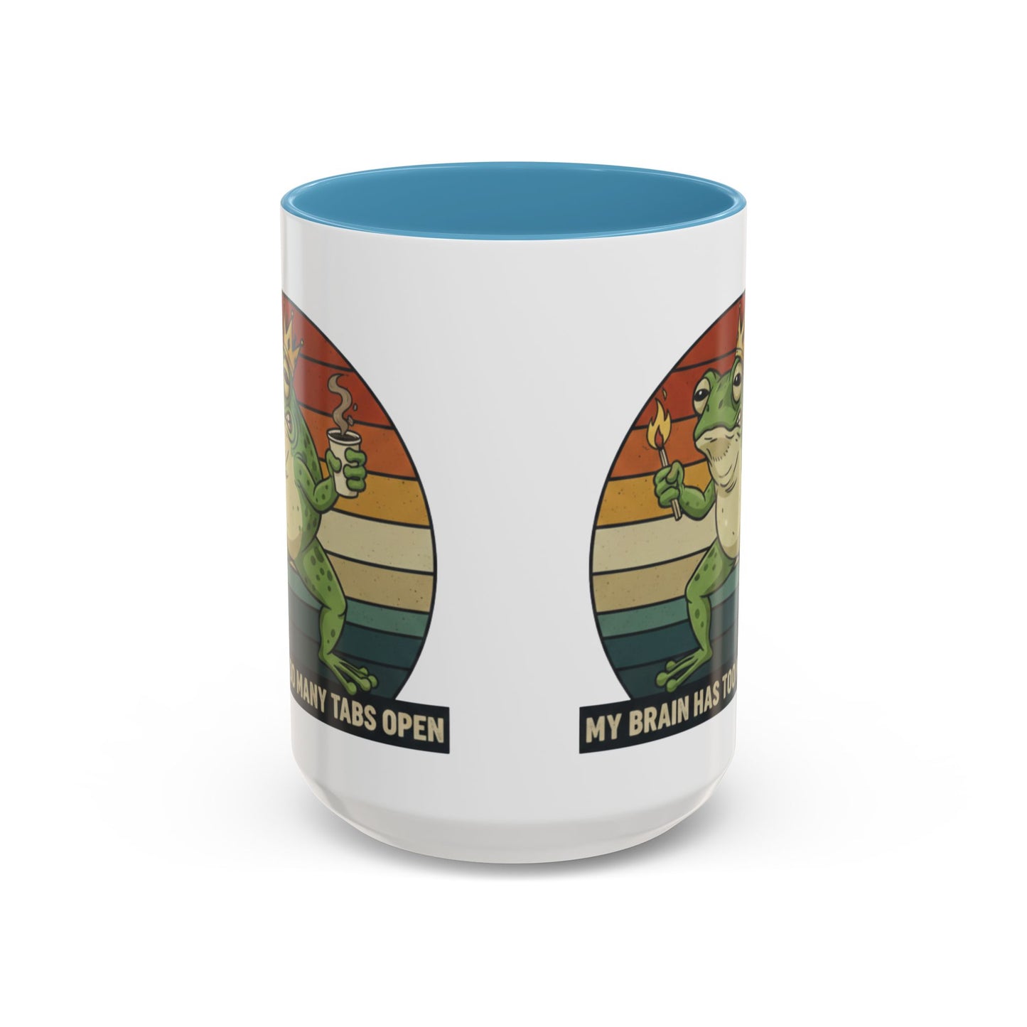 "Too Many Tabs Open" Retro Frog Accent Mug - 11oz & 15oz Ceramic Coffee Cup