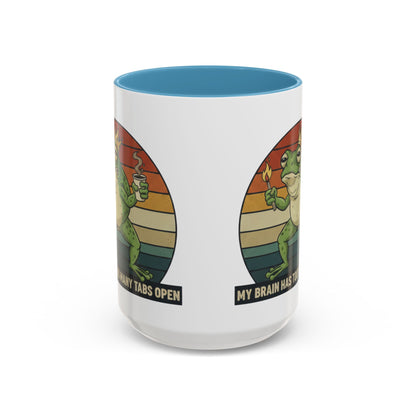 "Too Many Tabs Open" Retro Frog Accent Mug - 11oz & 15oz Ceramic Coffee Cup