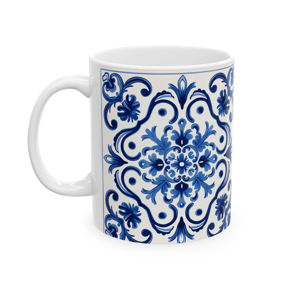 Blue Title Ceramic Mug, 11 oz mug, Portuguese Blue Title Inspired