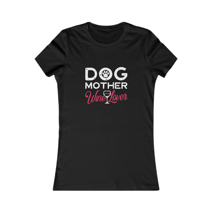 designsXdarren Dog Mother Wine Lover Women's T-Shirt - Bella+Canvas 6004 Slim Fit Dog Mom Graphic Tee - Black Blue Navy
