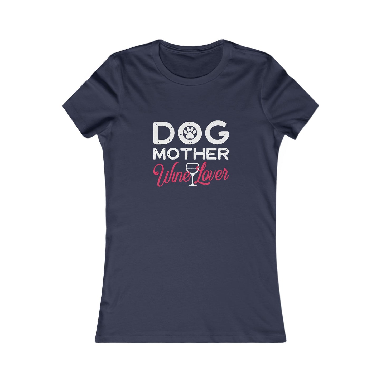designsXdarren Dog Mother Wine Lover Women's T-Shirt - Bella+Canvas 6004 Slim Fit Dog Mom Graphic Tee - Black Blue Navy