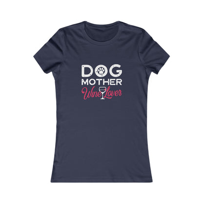 designsXdarren Dog Mother Wine Lover Women's T-Shirt - Bella+Canvas 6004 Slim Fit Dog Mom Graphic Tee - Black Blue Navy