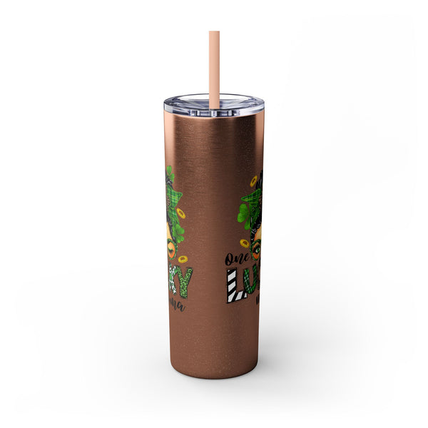 One Lucky Mama 20oz Skinny Tumbler with Straw,  St Patricks Themed Tumbler