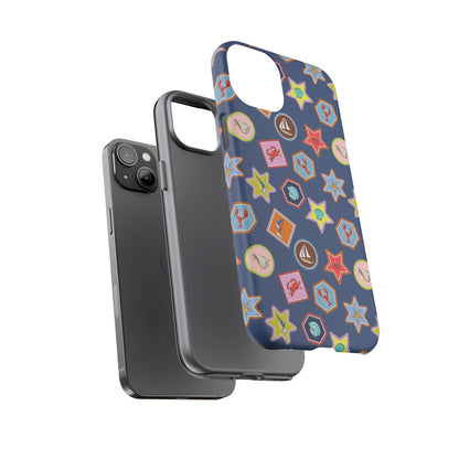 Lobsters Sailboats and Seashells on Navy Blue Phone Case