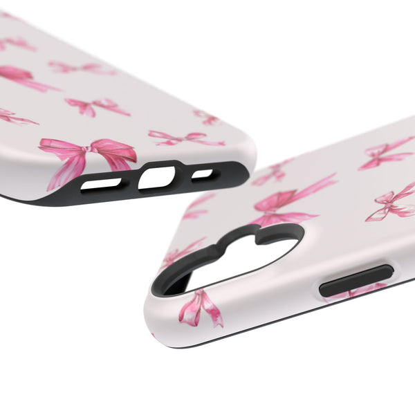 Coquette Pink Bow MagSafe Phone Case | Fits iPhone 13–16 | Matte or Glossy Finish