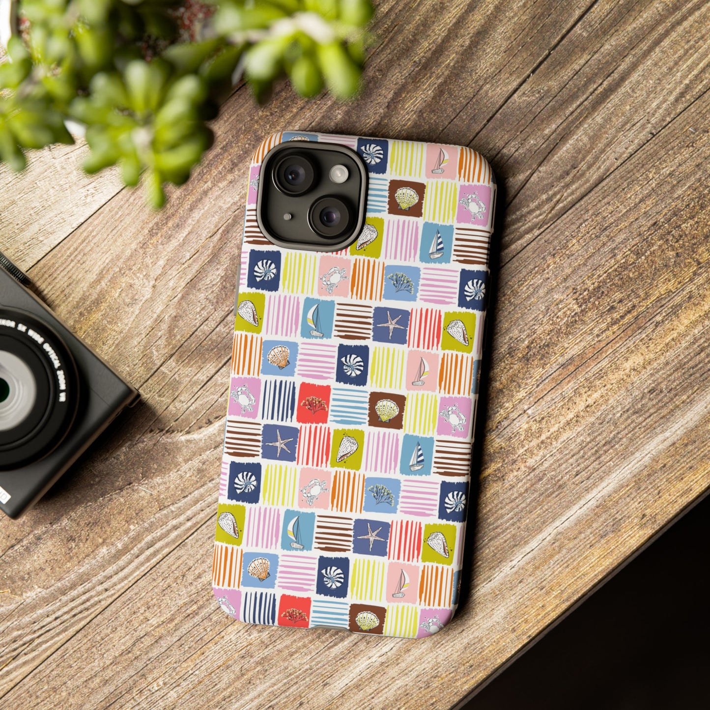 Colorful Seashells Sailboats and Starfish Summer Themed Phone Case