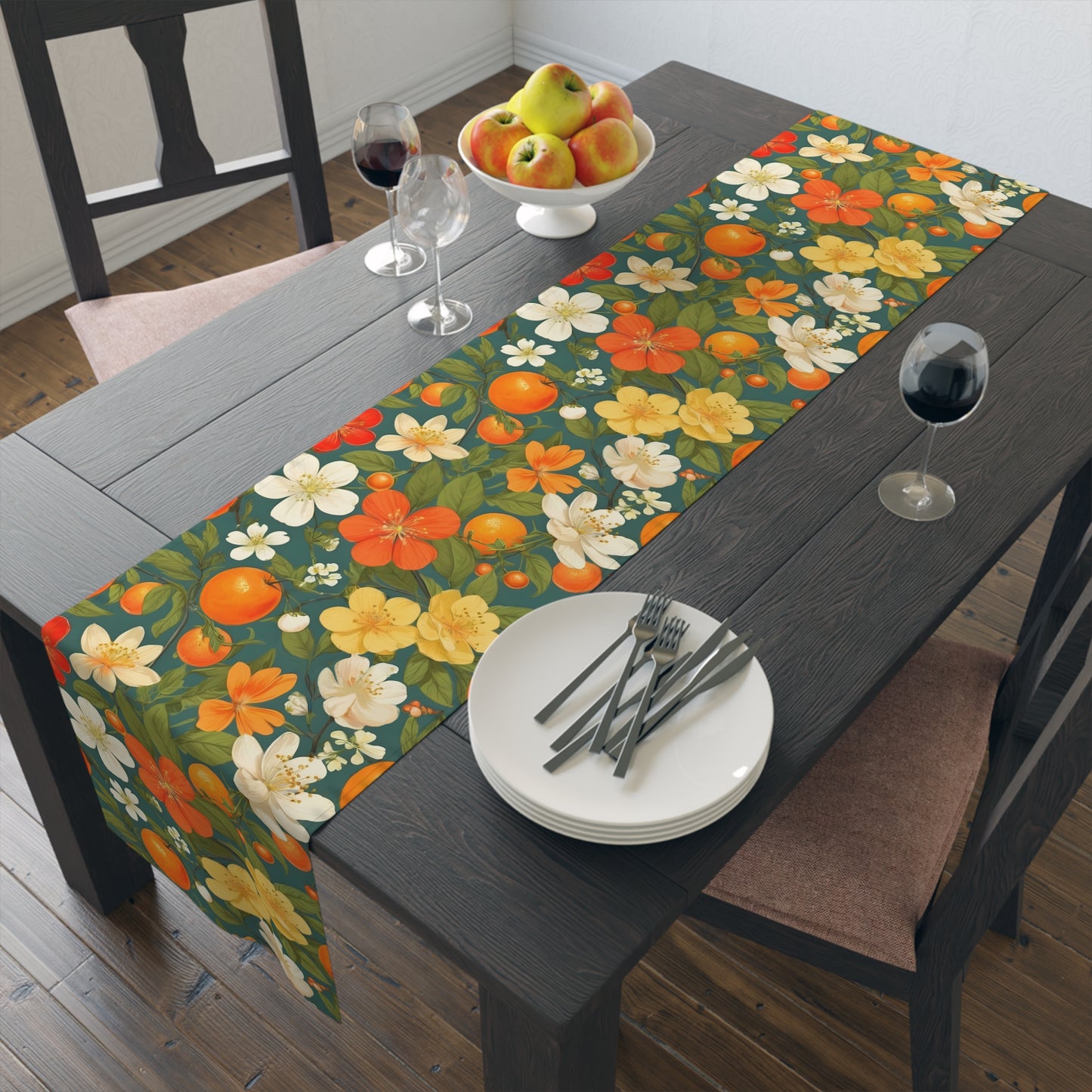 Orange Blossom Floral Table Runner