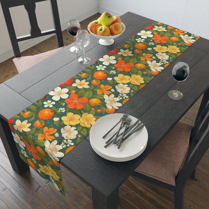 Orange Blossom Floral Table Runner