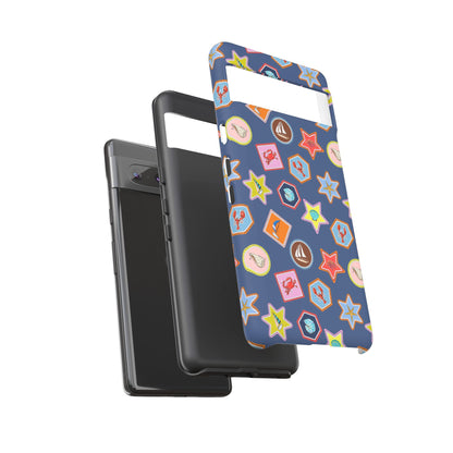 Lobsters Sailboats and Seashells on Navy Blue Phone Case