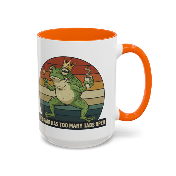 "Too Many Tabs Open" Retro Frog Accent Mug - 11oz & 15oz Ceramic Coffee Cup