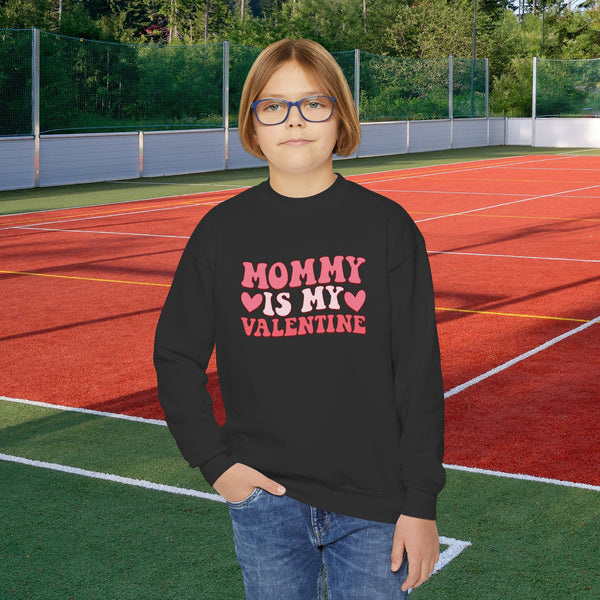 Youth Mommy Is My Valentine Youth Crewneck Sweatshirt Valentines Day