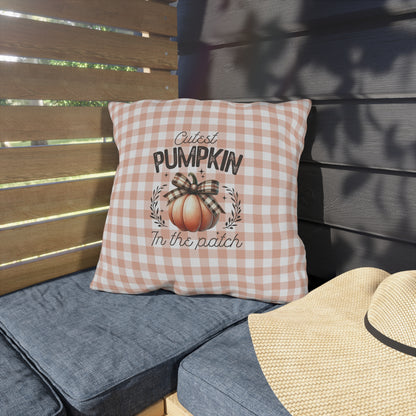 Cutest Pumpkin in the Patch Plaid Outdoor Pillow — Fall Gingham Decorative Pillow