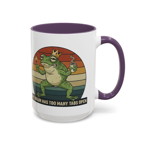 "Too Many Tabs Open" Retro Frog Accent Mug - 11oz & 15oz Ceramic Coffee Cup