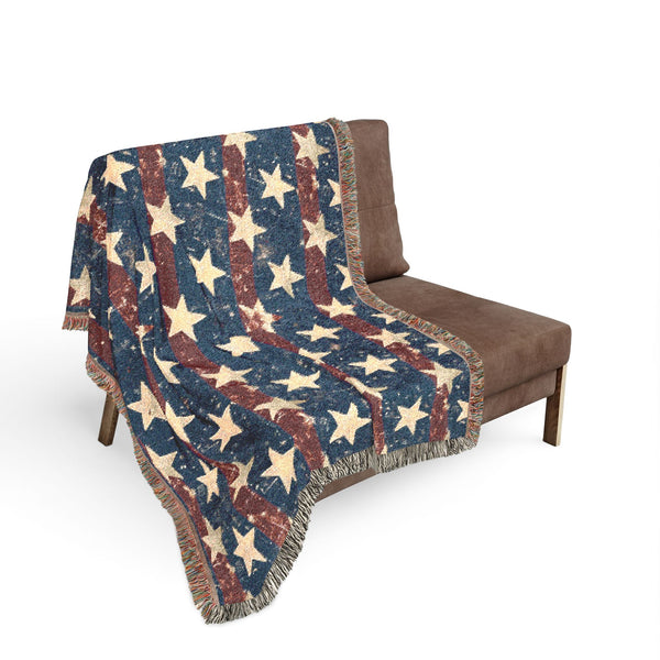 Patriotic Star Woven Blanket