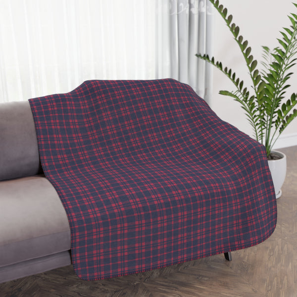 Blue and Red Plaid - Fleece Sherpa Blanket