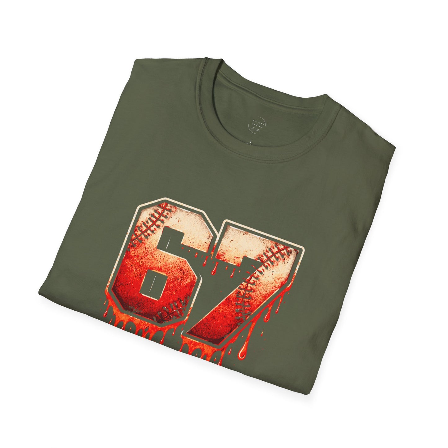 67 Baseball Drip T-Shirt - Vintage Distressed Sports Jersey Style - Grunge Streetwear Graphic Tee for Men & Women