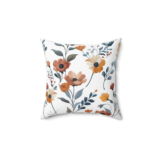 Rustic Warm Earth-Tone Floral - Indoor Throw Pillow