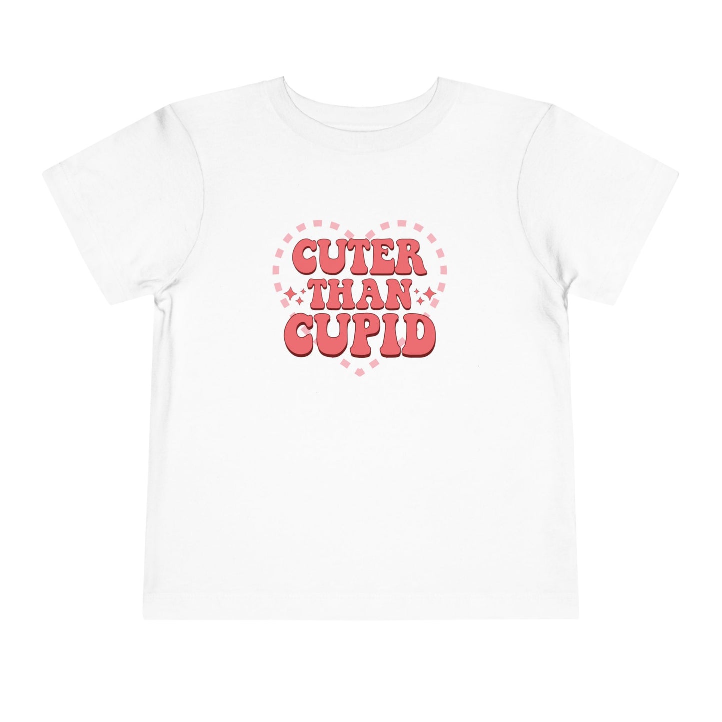 Toddler Valentine’s Day T-Shirt "Cuter Than Cupid" Retro Heart Graphic Tee Soft Unisex Cotton Sizes 2T-5T