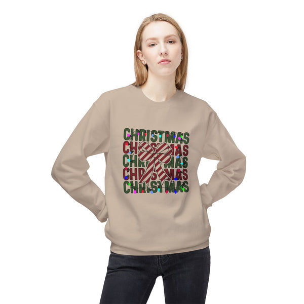 Christmas Candy Cane Midweight Crewneck Sweatshirt