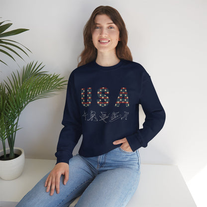 Vintage USA Winter Sports Crewneck Sweatshirt – Navy Blue