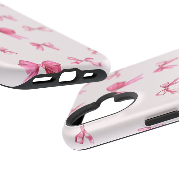 Coquette Pink Bow MagSafe Phone Case | Fits iPhone 13–16 | Matte or Glossy Finish