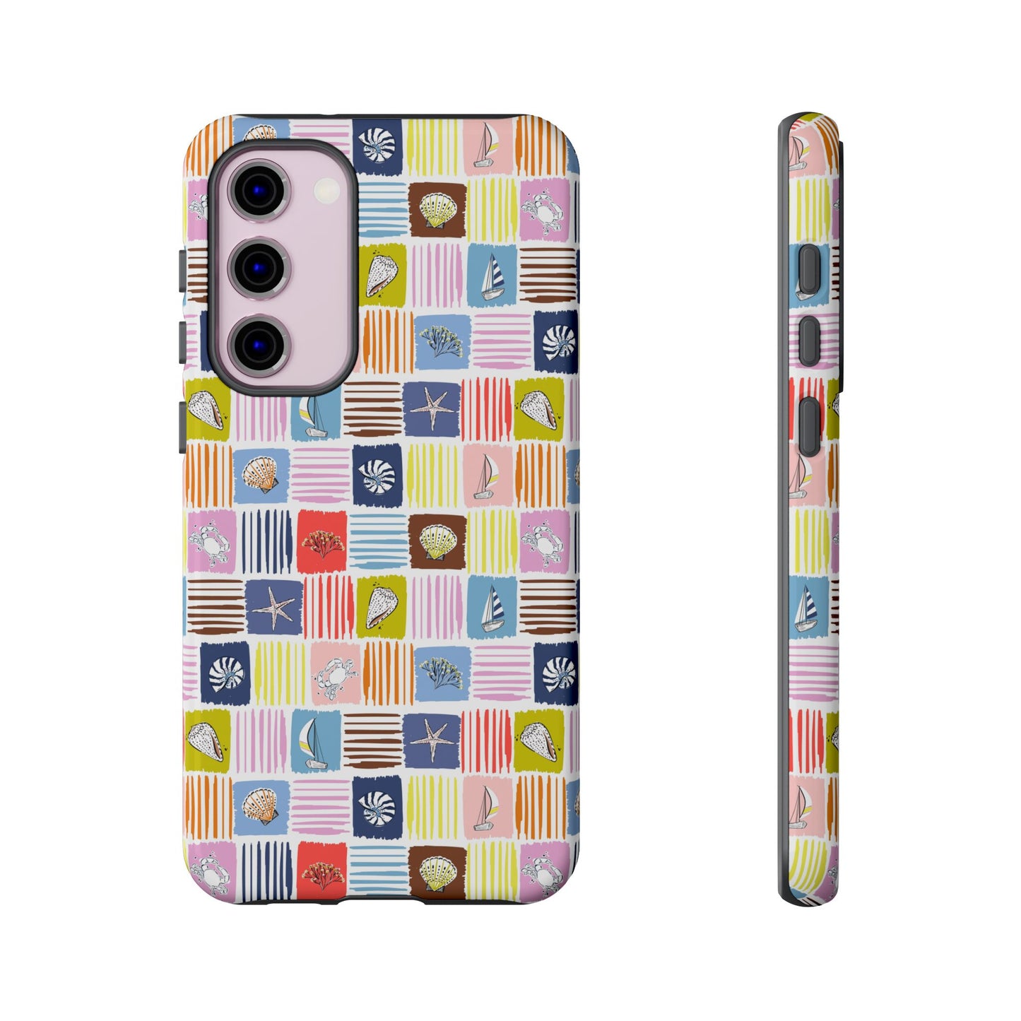Colorful Seashells Sailboats and Starfish Summer Themed Phone Case