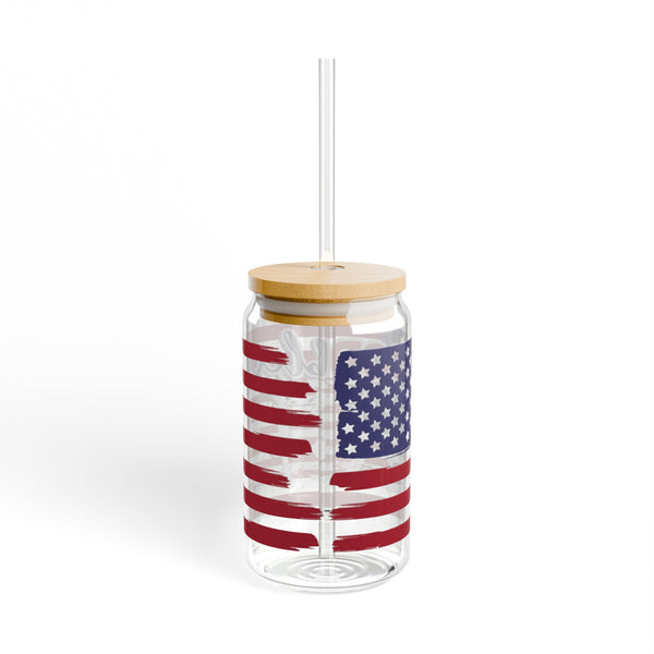 God Bless the USA 16oz Glass Cup