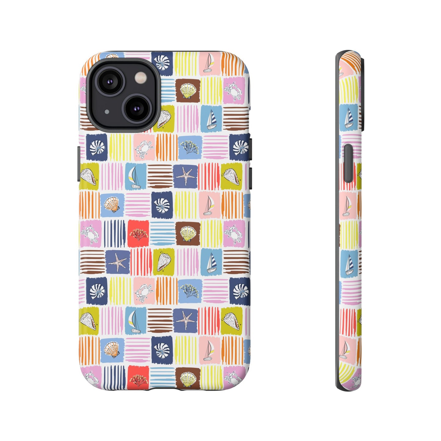 Colorful Seashells Sailboats and Starfish Summer Themed Phone Case