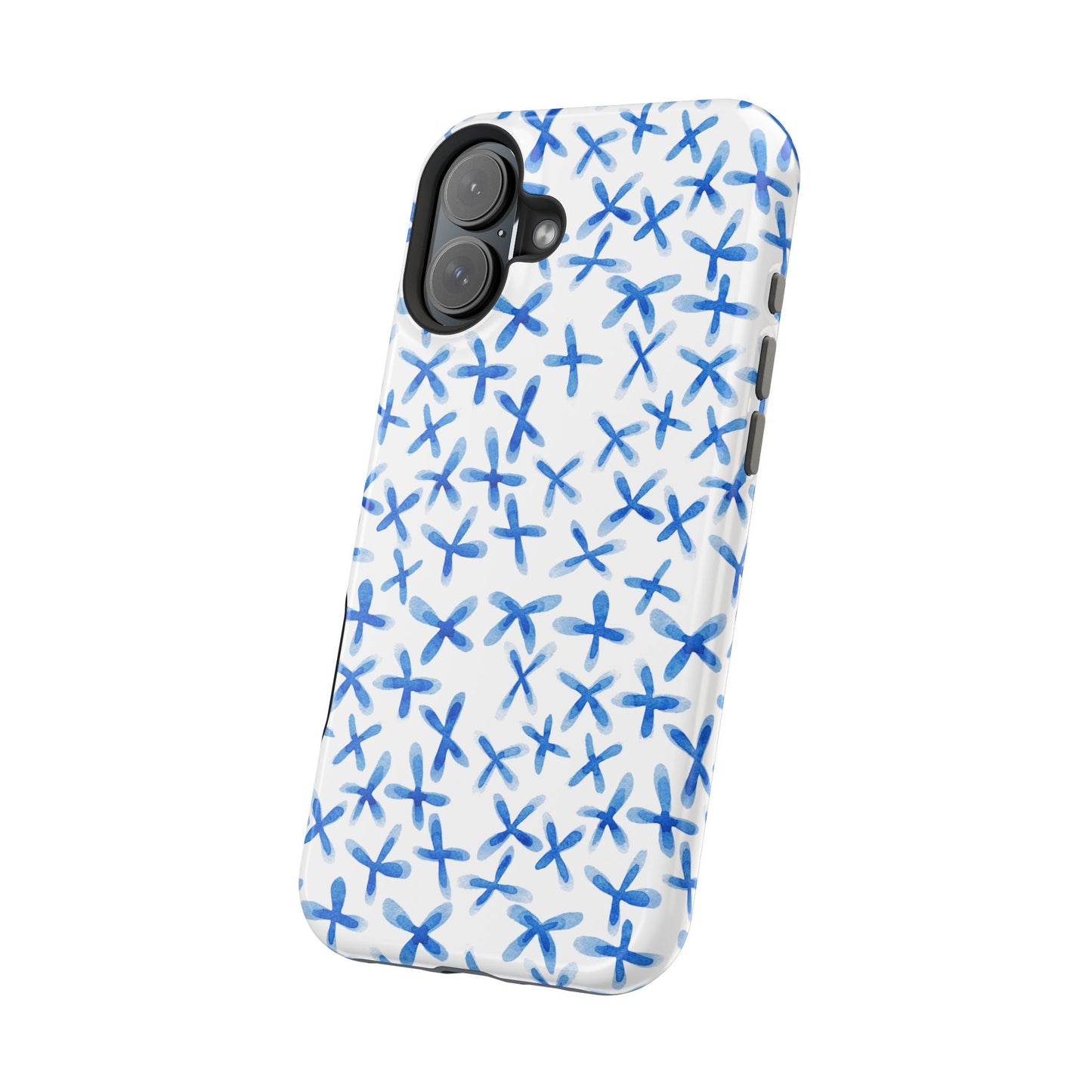 Blue Floral MagSafe iPhone Case — Magnetic Impact-Resistant