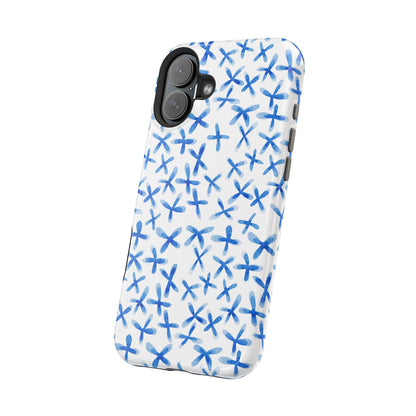 Blue Floral MagSafe iPhone Case — Magnetic Impact-Resistant