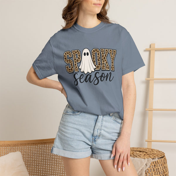 Spooky Season Leopard Print Ghost Halloween Graphic T-Shirt
