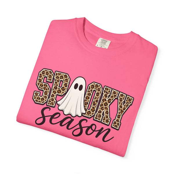 Spooky Season Leopard Print Ghost Halloween Graphic T-Shirt