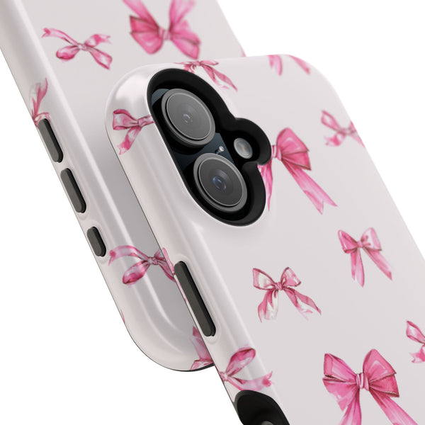 Coquette Pink Bow MagSafe Phone Case | Fits iPhone 13–16 | Matte or Glossy Finish