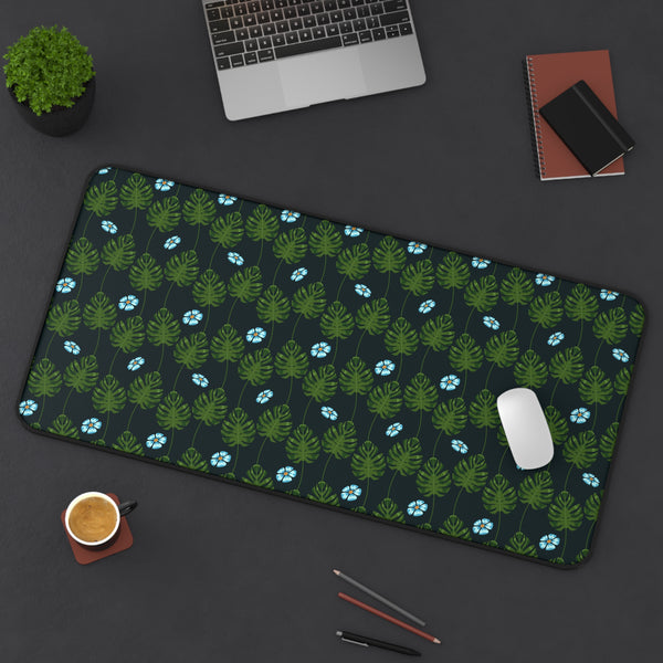 Blue and Green Floral Garden - Desk Mat