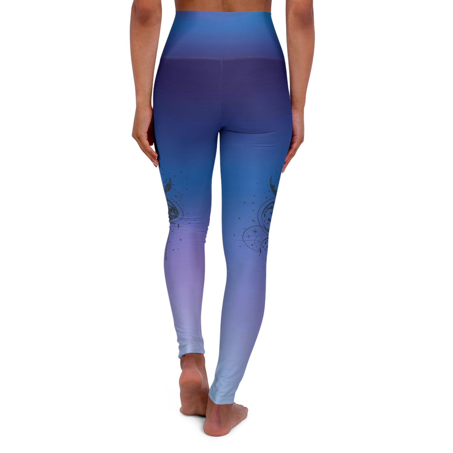 Celestial Moon High Waisted Yoga Leggings – Blue & Purple Galaxy Gradient