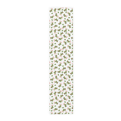 Christmas Table Runner Featuring Holly & Candy Canes