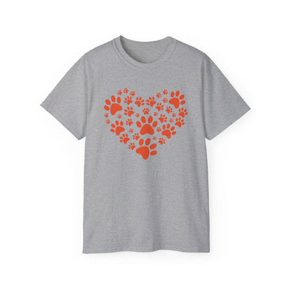 Heart Paw Print Unisex Ultra Cotton Tee - Perfect for Pet Lovers